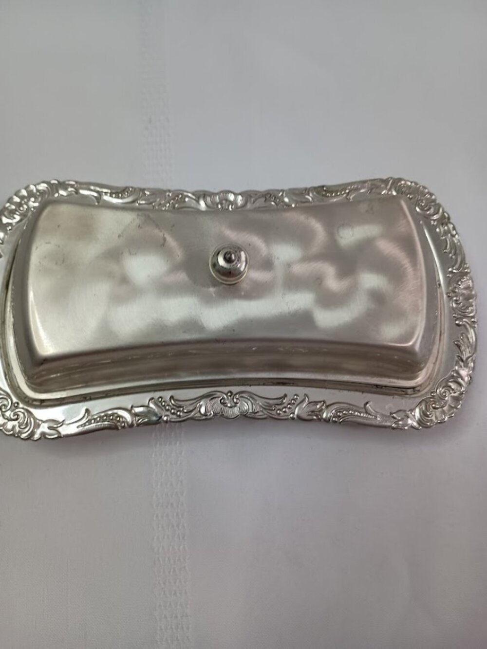 Vintage WMF Ikora Silver Plated Butter Dish with Swirl Brushed Finish